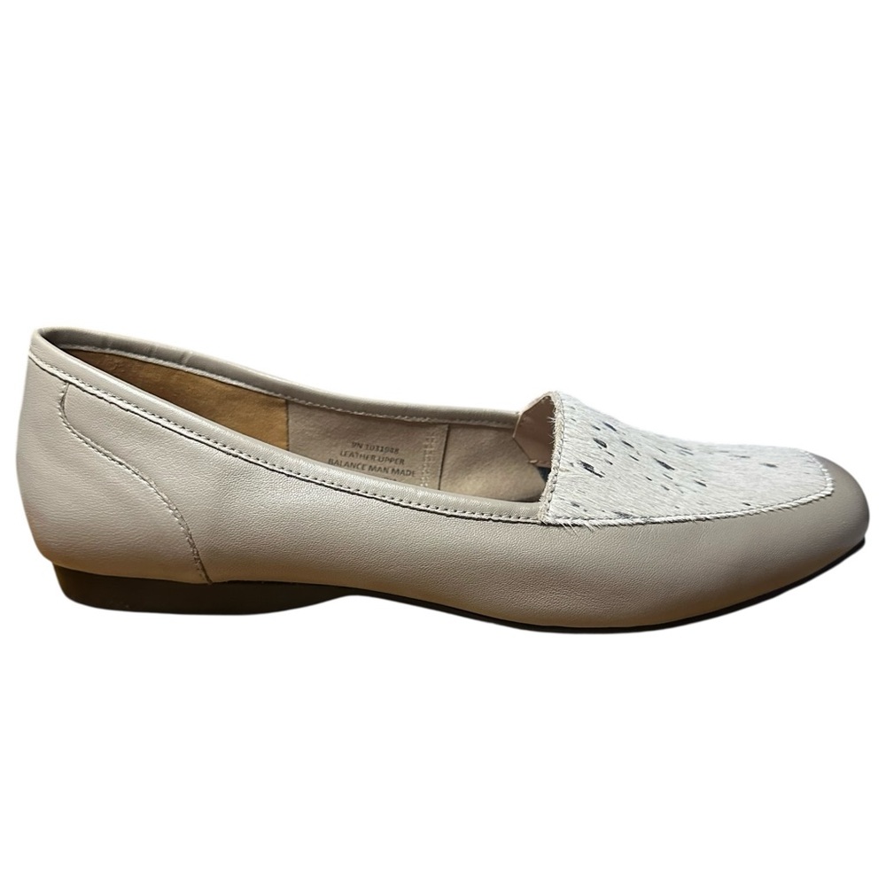 ARRAY Haircalf Metallic Speckle Square Toe Loafers Flats Size 9N, neutral, chic